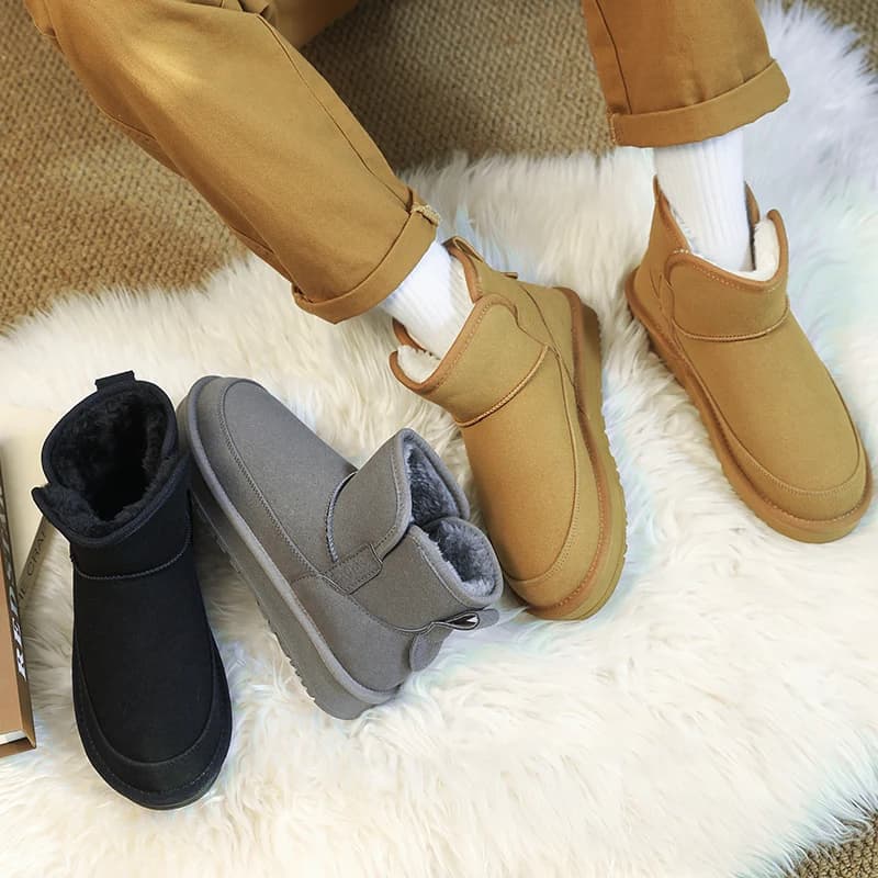 Man Plush Warm Causal Shoe Waterproof Men Boots Male Sneakers Spring Ankle Boots Winter Men Boots Microfiber Leather Snow Boots