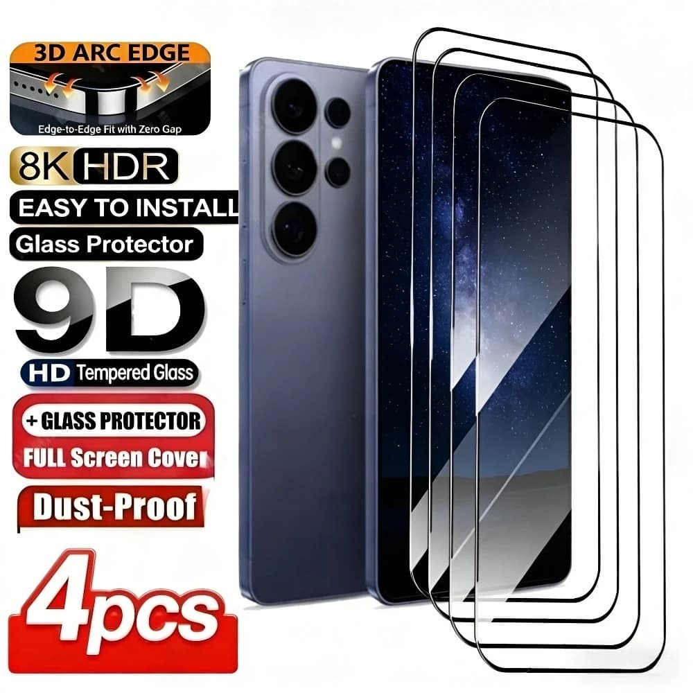 4 Pezzi Protezione Schermo Ultra Trasparente per Samsung Galaxy S26 S25 S24 S23 Ultra S22 S21 Plus S26 S25 Edge, Vetro Temperato a Copertura Totale