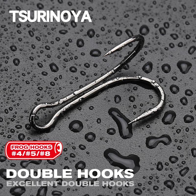 TSURINOYA 20 pz/40 pz doppi ganci rana ganci Sea Lure Fishing Hook 4 #/5 #/#8 ganci per esche in acciaio ad alto tenore di carbonio