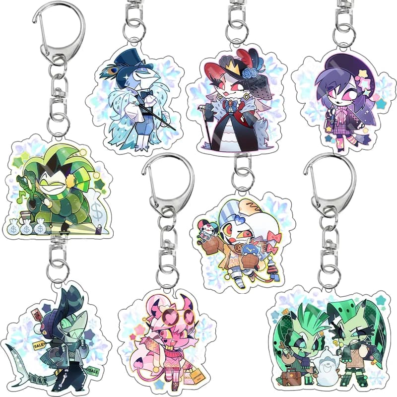 Anime Helluva Boss Stolas Blitzo Moxxie Millie Loona Cartoon Acrylic Keychain Keyring Charm Backpack Accessory Pendant Gifts Toy