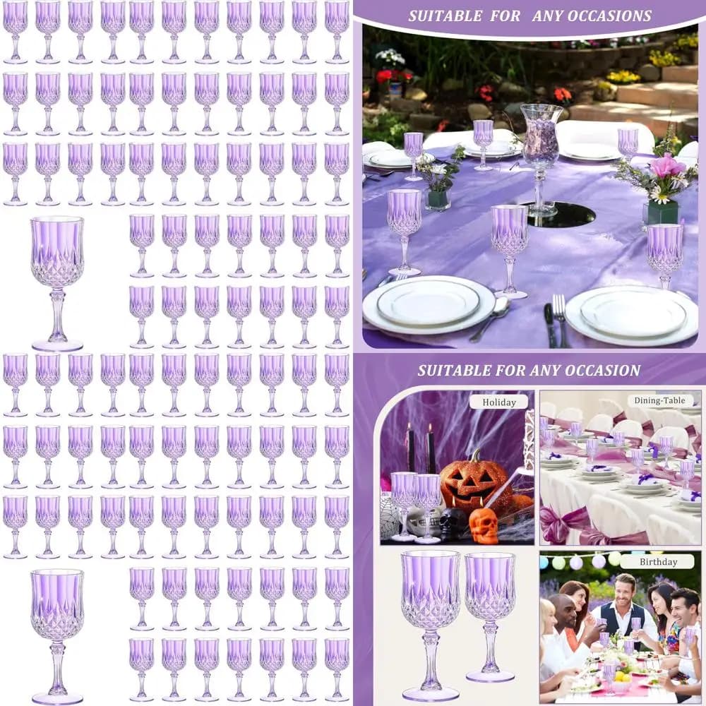Calici Vintage in Plastica Riutilizzabili da 7oz - Bicchieri Infrangibili in Stile Cristallo per Vino, Acqua, Feste ed Eventi Speciali