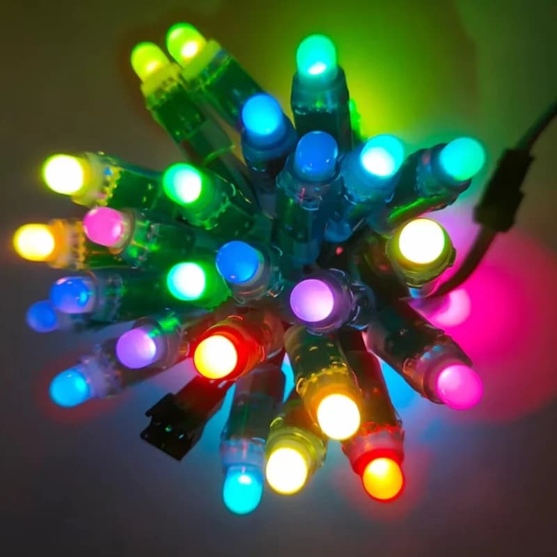 50pcs WS2811 IC RGB Full Color F12mm Pixels Digital Addressable 12V 5V Dream Color LED Pixels Module String Waterproof Light 4m