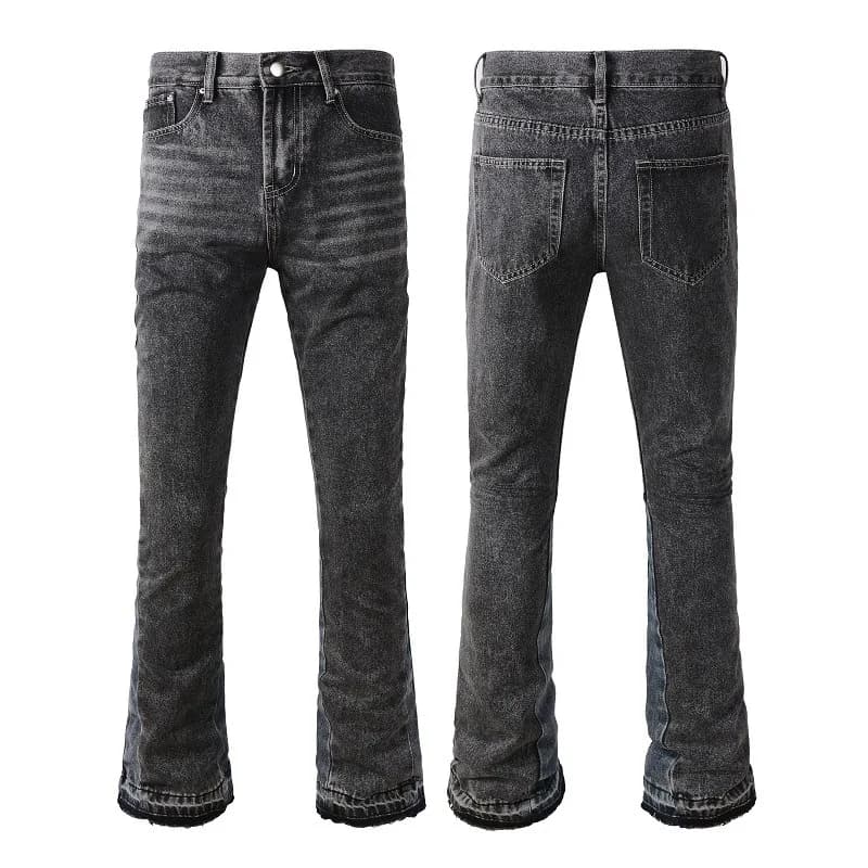 Jeans da uomo Pantaloni svasati in denim lavato Tasche a vita media Patchwork Denims 2024 Autunno Streetwear Pantaloni vintage alla caviglia
