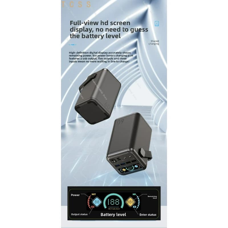 60000mAh 100W Fast Charging Power Bank, Laptop Battery for Outdoor Camping & Fishing
