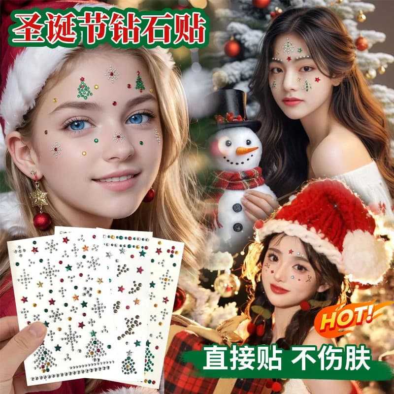 Adesivi Diamantati Autoadesivi per Viso, Trucco per Feste di Natale, Strass per Nail Art, Brillanti Multicolore Impermeabili Premium