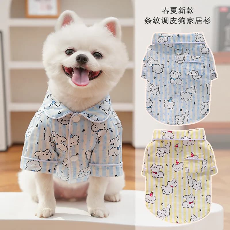 2026 Dog Shirt Pet Couple Dress Line Dog Thin Home Clothes Pajamas Bear Dog