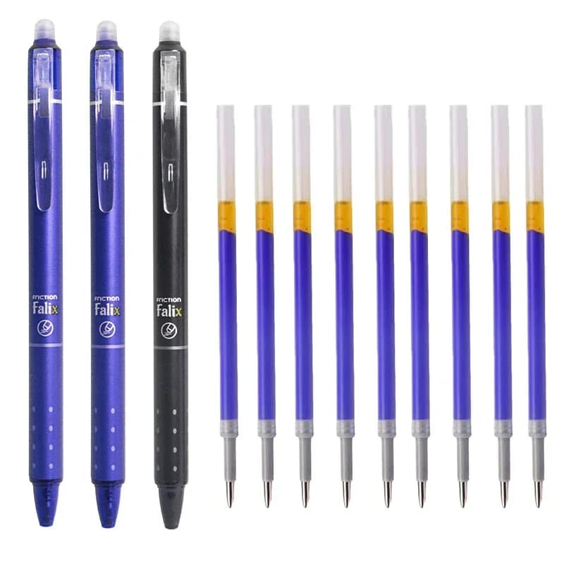Penna gel cancellabile a pressione 0,5 mm Ricarica cancellabile di grande capacità Aste sostituibili Manico lavabile Forniture per ufficio scolastico di cancelleria
