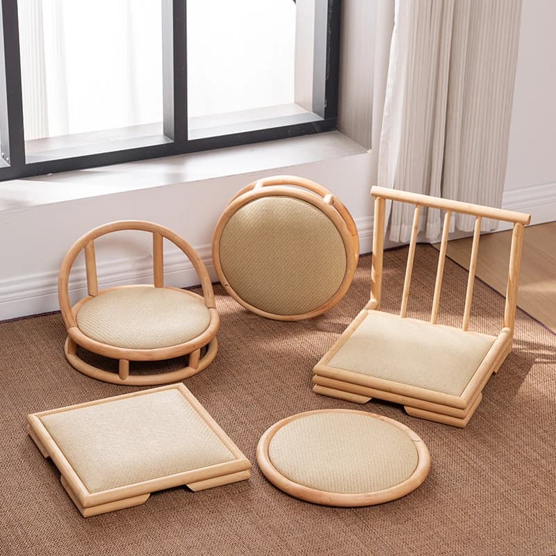 Minimalist Tatami Mat Home Bay Window Low Stool Tea Ceremony Grass Woven Cushion Zen Meditation round Seat for Yoga