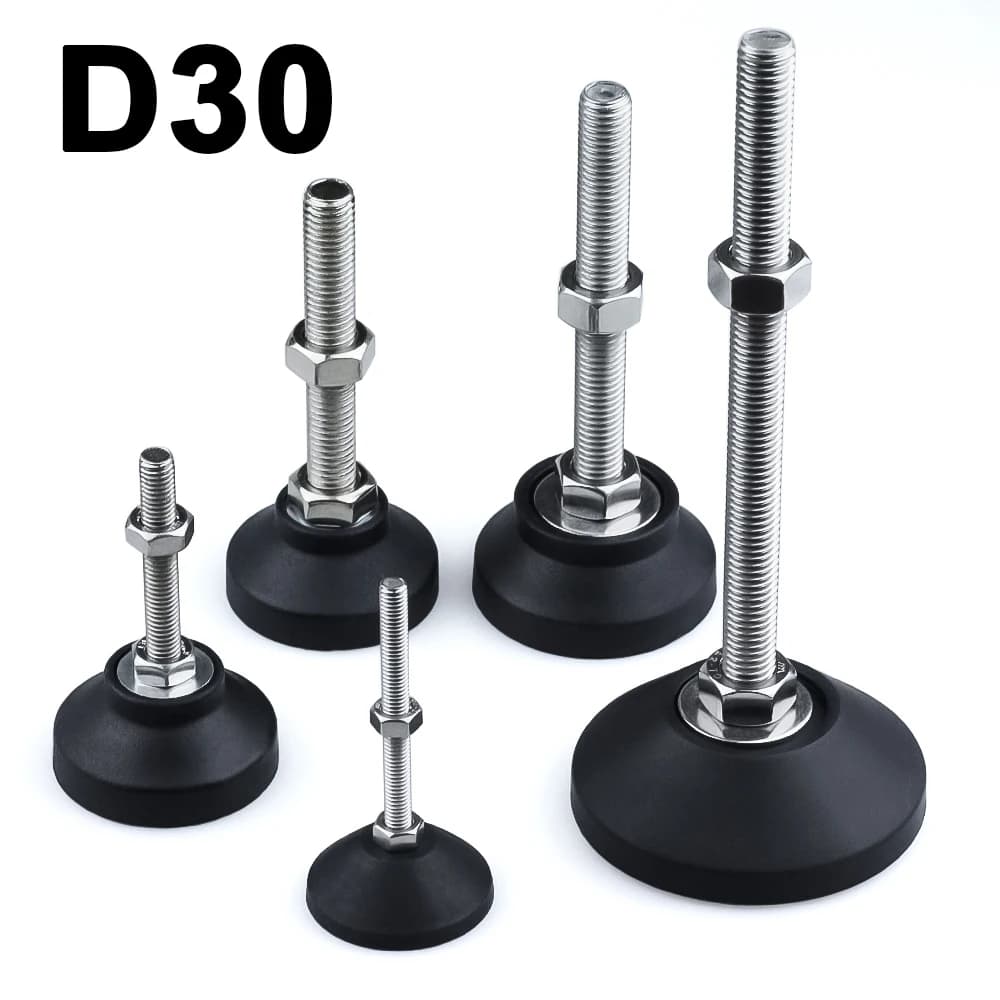 8 Pz Diametro 30mm Universale Regolabile Mobili Livellamento Piedi M5 M6 Vite Gamba Fermacorda e ganci Base Girevole Articolazione Tornio Gamba Glide Pad