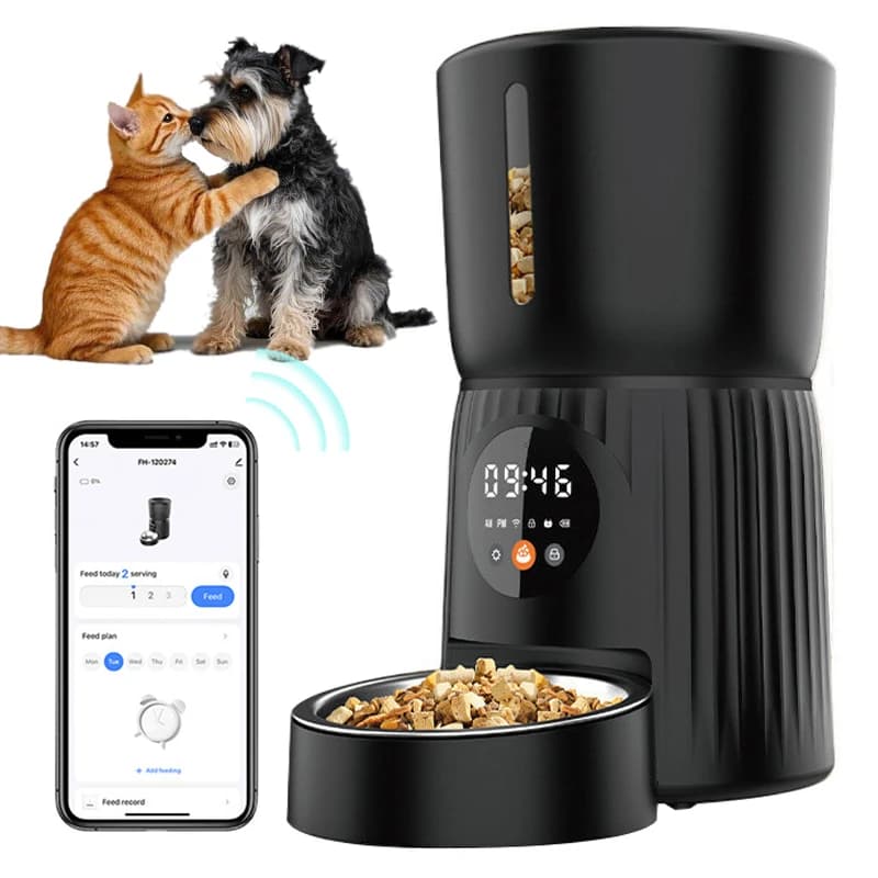 Tuya Video Wifi App Controllo Temporizzato Alimentatore per cani e gatti Dispenser Auto Smart Remote Connesso Ciotola automatica per alimenti per animali domestici da 4 litri con fotocamera