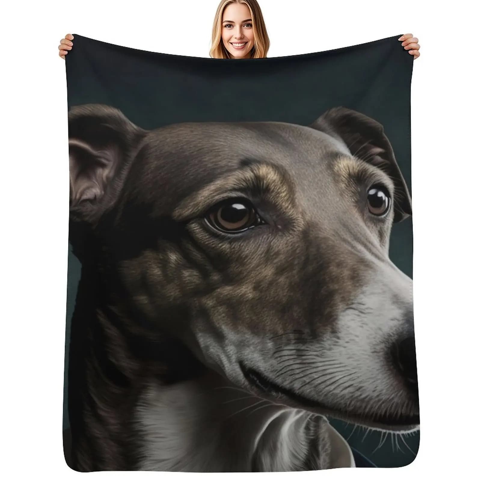 A portrait of a Greyhound Throw Blanket Sleeping Bag Comforter Soft Stuffeds Heavy Multi-Purpose Blankets