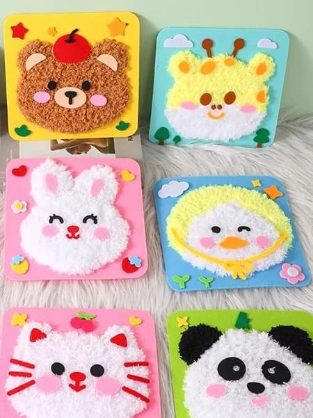 Kit di Materiali per Cucito Fai-da-Te per Bambini, Giocattolo Divertente per Tessitura di Piccoli Animali, Kit Creativo per Bambini