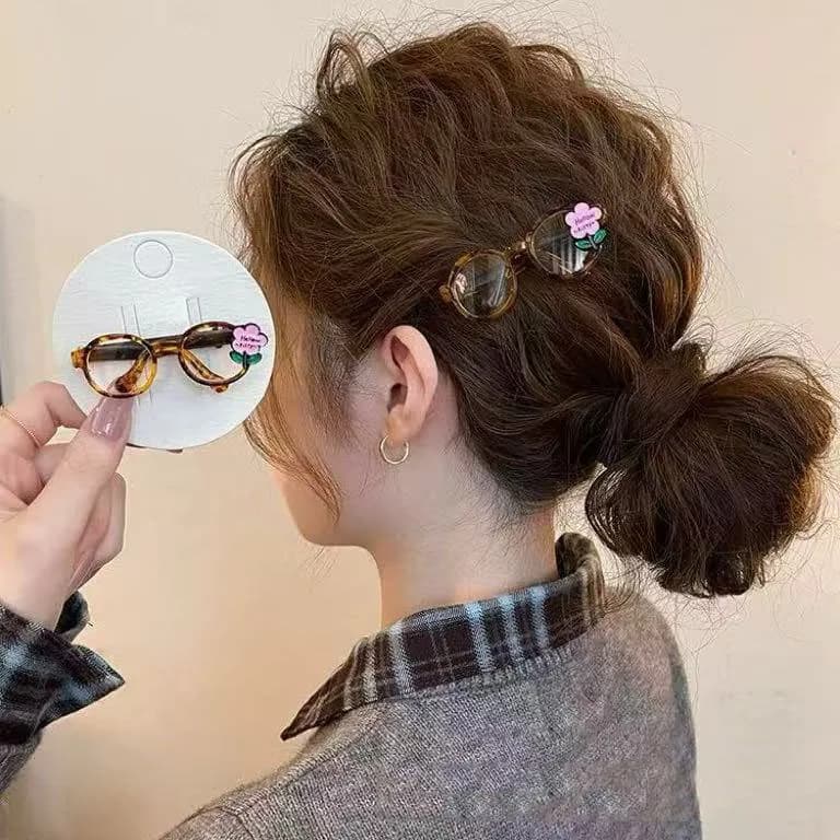 1/2 Pcs Women's Hair Clip Elegant Mini Glasses Flower Design Fashionable Funny Trendy Bangs Clip Cute Kawaii Hair Accessorie