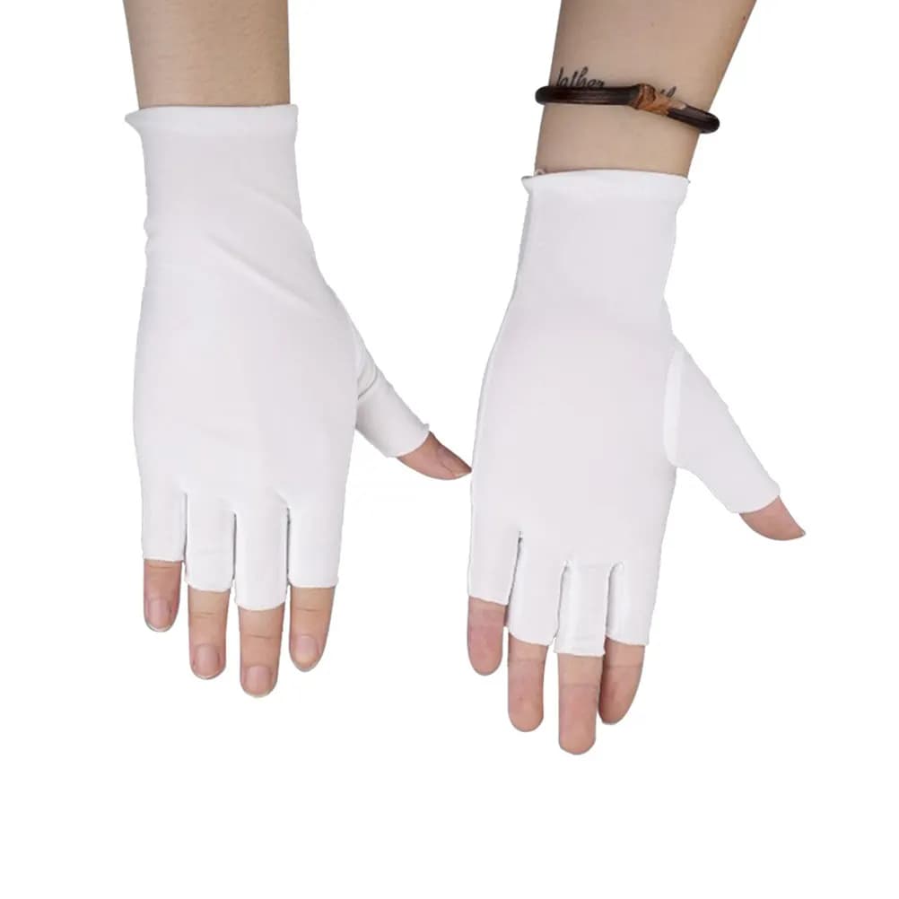 White Breathable Half Finger Gloves Uv Protection Lightweight Comfortable for Driving Cycling Hiking Running Touchscreen