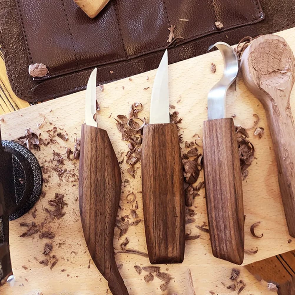 3Pcs Premium Wood Carving Kit Stainless Steel Cutters with Comfort Grip Wooden Handle for Detailed Sculpting Carving Tools Set
