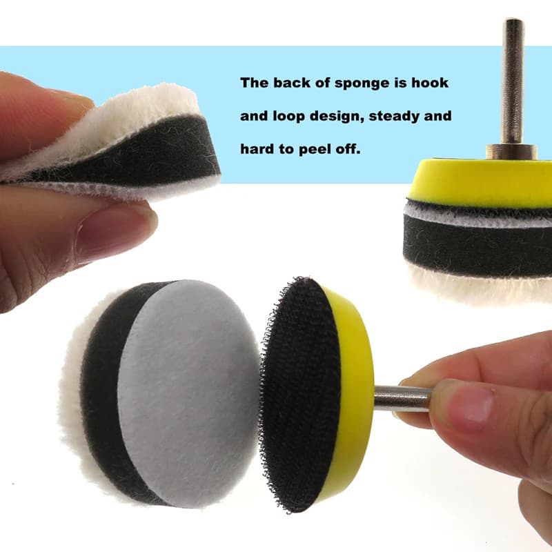 Kit tampone per lucidatura in spugna da 2 pollici 50mm 9 pezzi con tampone per lucidatura in lana per utensili abrasivi per lucidatrice per auto