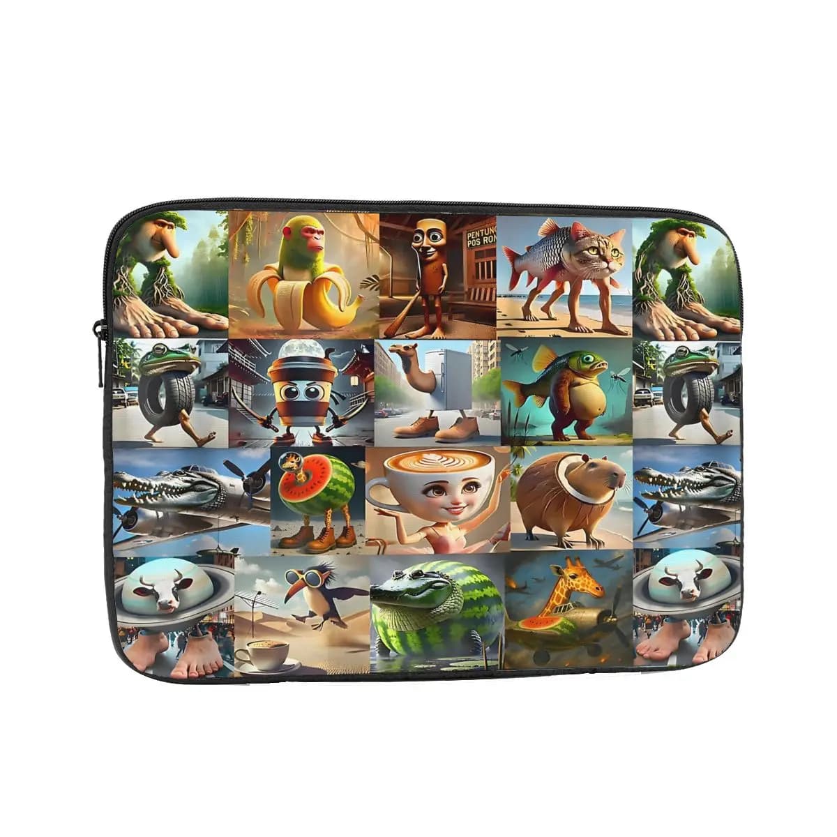 Brainrot Meme Personaggi italiani Borsa per laptop Custodia Divertente Meme Borsa per notebook Custodia antiurto per uomo Donna