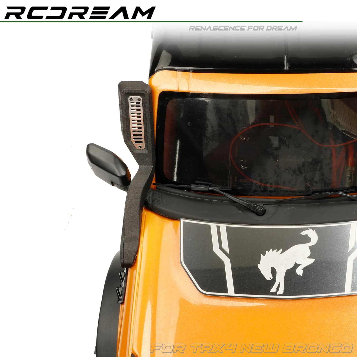 RCDream 1/10 Snorkel Rearview mirror with direction indicator for TRX4 New optional Bronco upgrade parts