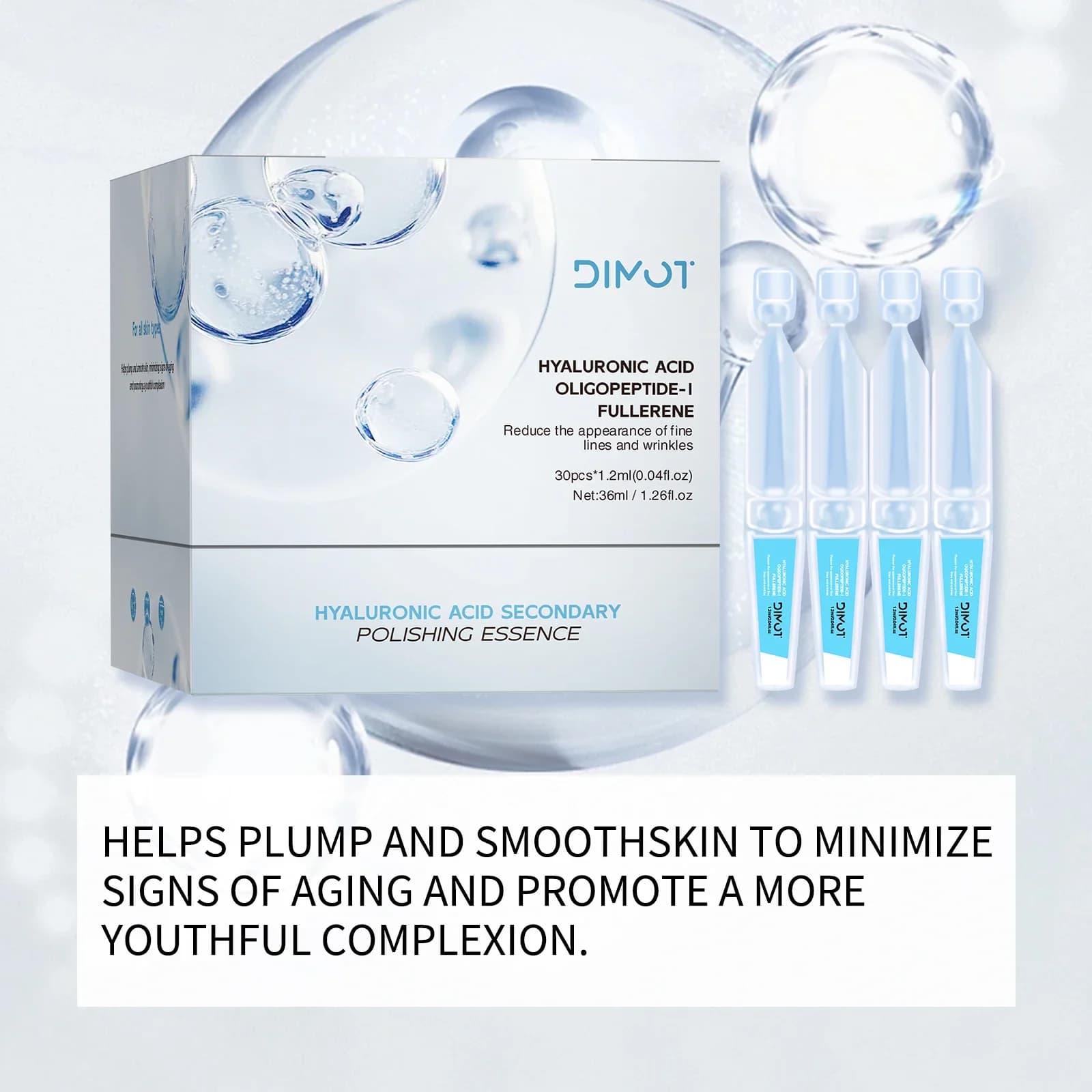 30 bottles of hyaluronic acid serum at 3% - Antiage, deep nutrition, PFC, collagen. Slender vise, whitening, lifting and firming.