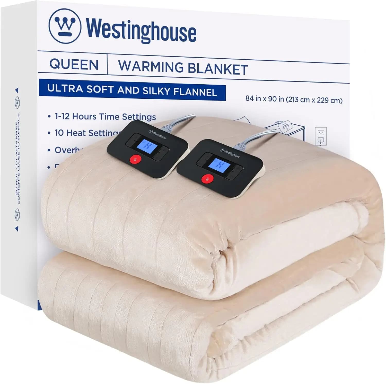 Coperta Riscaldata Misura Queen, Super Morbida in Flanella 84x90 Pollici, 10 Livelli di Calore e Spegnimento Automatico, Lavabile in Lavatrice, Certificata ETL