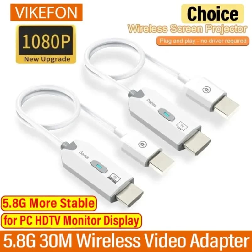 Trasmettitore e Ricevitore Video Audio Wireless HDMI 30M 1080P 60Hz, Adattatore per Trasferimento Schermo da PC a Proiettore o Monitor