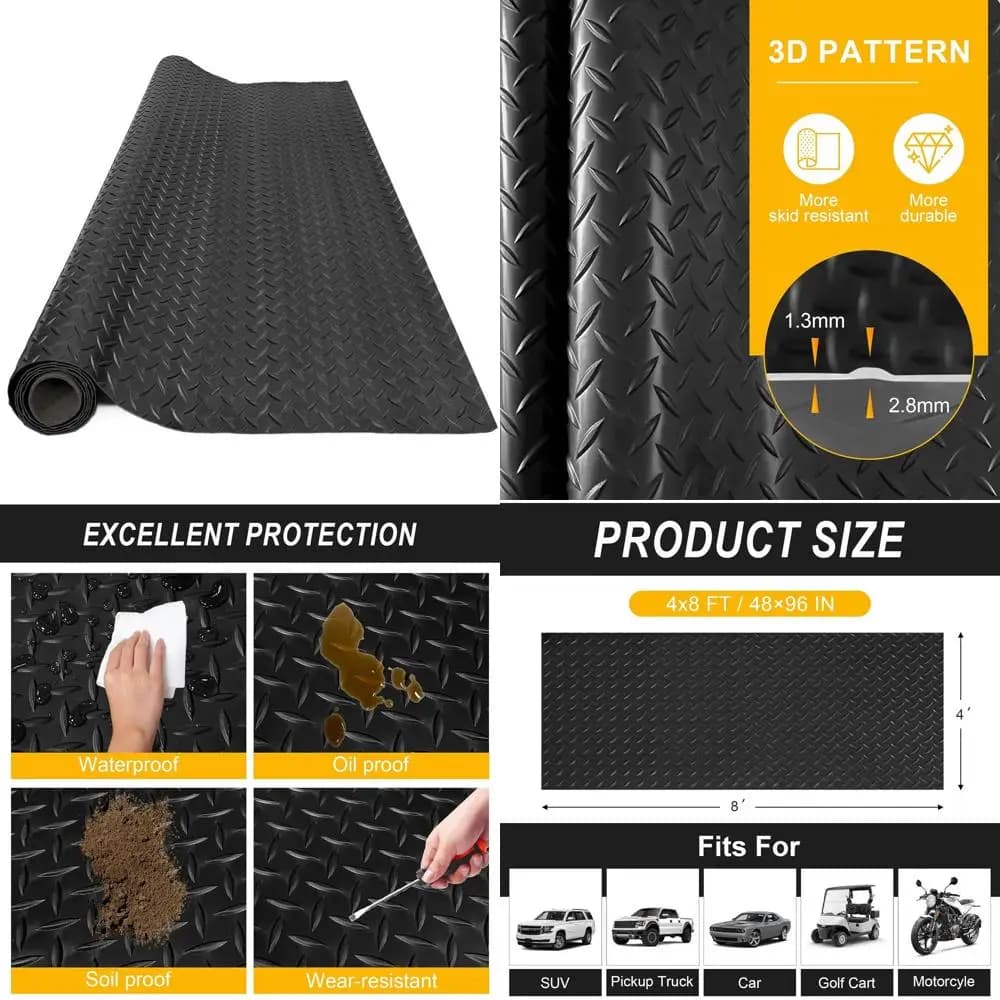 PVC Mat Thick 2,8mm for Garage, Motorcycle, Car and Vehicles - Anti-slip Protection for Workshops and Storage