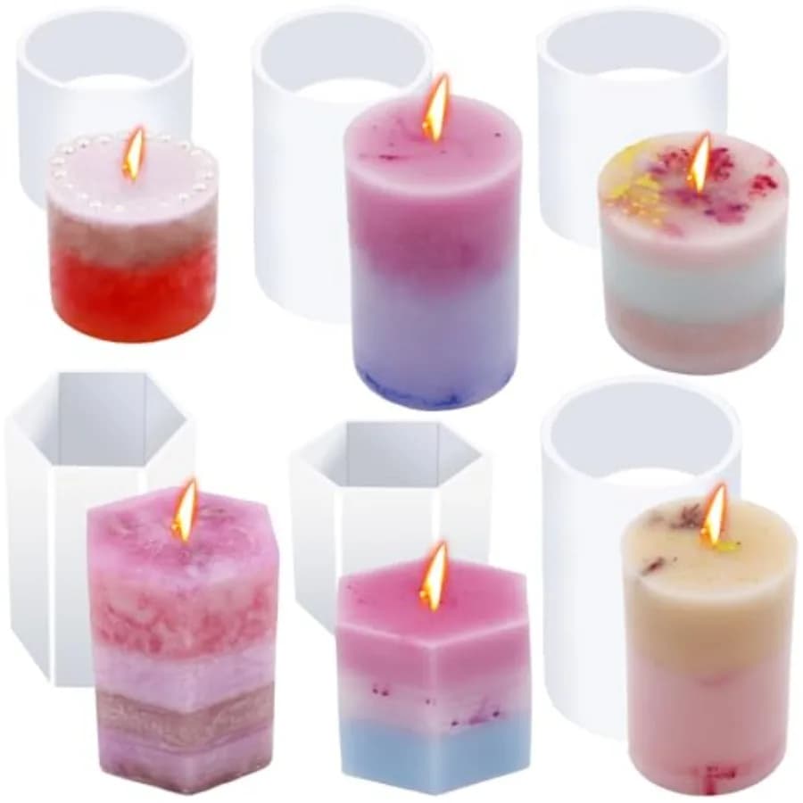 Cylinder and Hexagon Candle Silicone Resin Mold for Scented Candle, Soap - Reusable, Fashionable and Easy Release for DIY Craft
