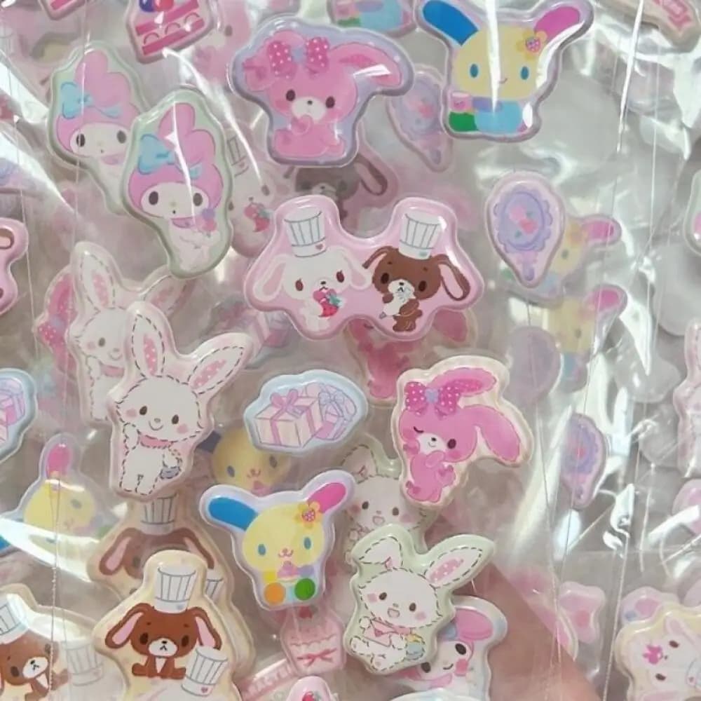 Wall decals in Three-dimensional Resin Sanrio Melody Wish Mell Roonroonlulu, Fa-da-Te decorations for Computers, Notebook, Camera, Helmet, Gift for Girls