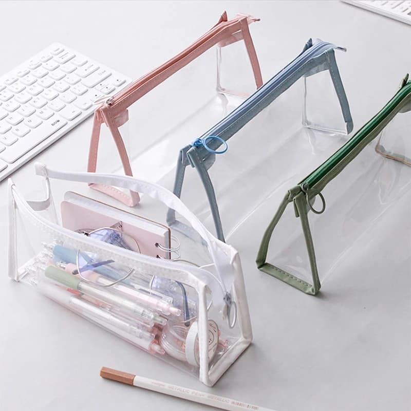 Astuccio Trasparente Grande Capacità, Semplice Portapenne, Borsa Cosmetica Kawaii, Articoli di Cancelleria per Scuola e Ufficio