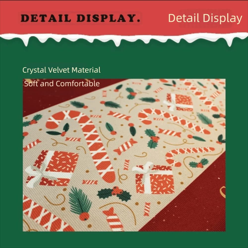 Water-absorbing Christmas Door Mat Gingerbread Man Pattern Santa Claus Design Anti-slip Pad Christmas Decor Door Carpet