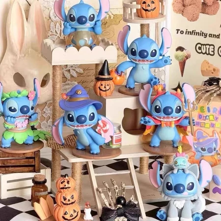 Stitch Blind Box Garage Kit, Bambola Cartone Animato Carina, Giocattolo, Ornamento da Scrivania, Moda Kawaii, Decorazione per Stanza, Halloween, Regali Festivi