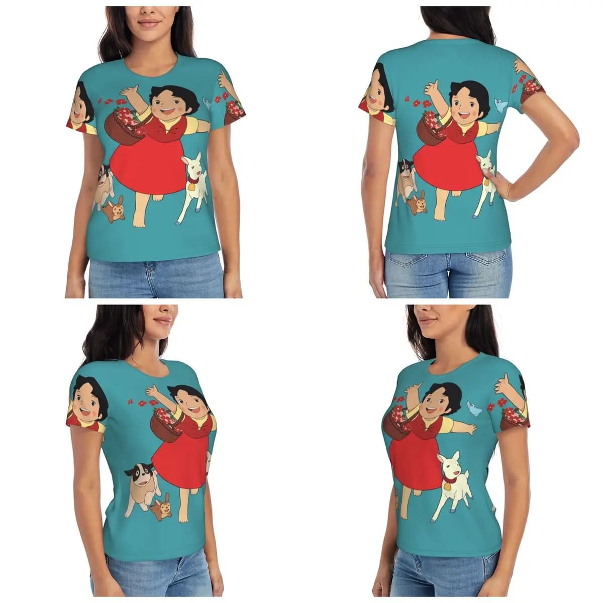 Heidi, The Girl From The Alps T-shirt da donna a maniche corte, girocollo, abbigliamento in cotone, magliette estive, streetwear