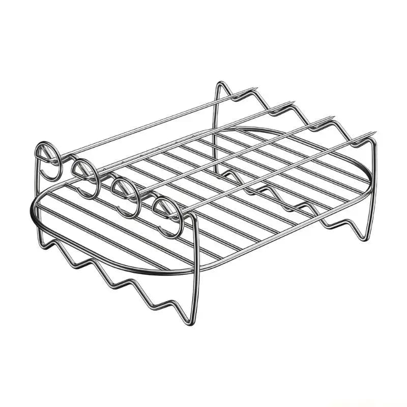 QX2E Air Fryers Accessory 4 Skewers And Stainless Steel Grill Rack BBQ Supplies