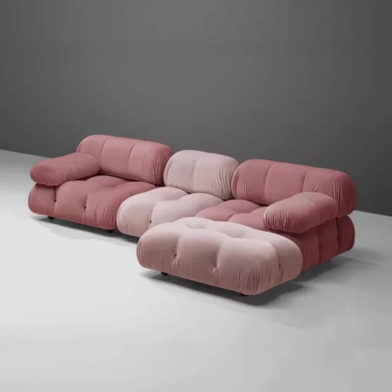 Set di divani modulari Mario Bellini Boucle dal design moderno personalizzato Divano componibile in velluto a forma di L con gambe in legno per mobili da soggiorno