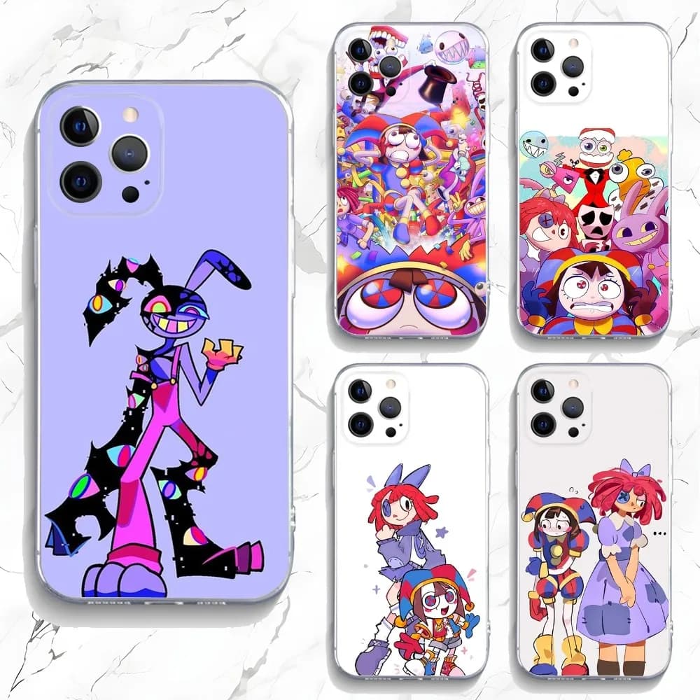 Incredibile custodia per telefono D-Digital C-Circus per iPhone 15,14,13,12,11 Plus,Pro,Max,XR,XS,X,7,8 Plus,SE,Mini Silicone trasparente morbido