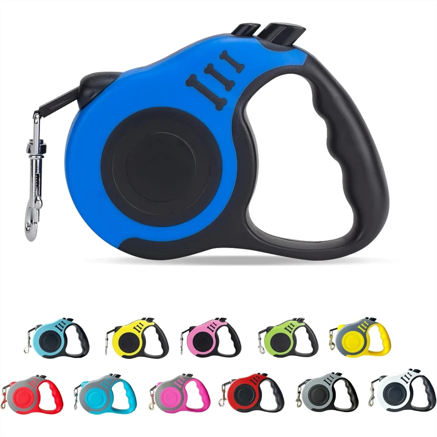 Retractable Dog Leash 10ft Nylon Cord for Small Dogs, Non-Slip Handle Brake Control Blue