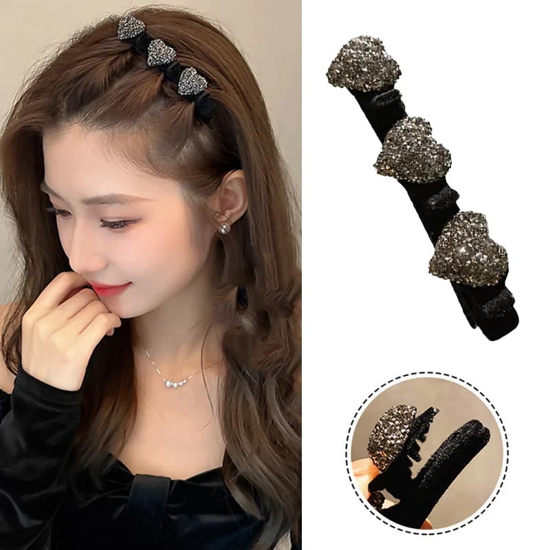 New Korean Style Plastic Crystal Love Bangs Hair Clips Braid Hairpins For Women Girl Bangs Side Clip Barrettes Hair Accessories