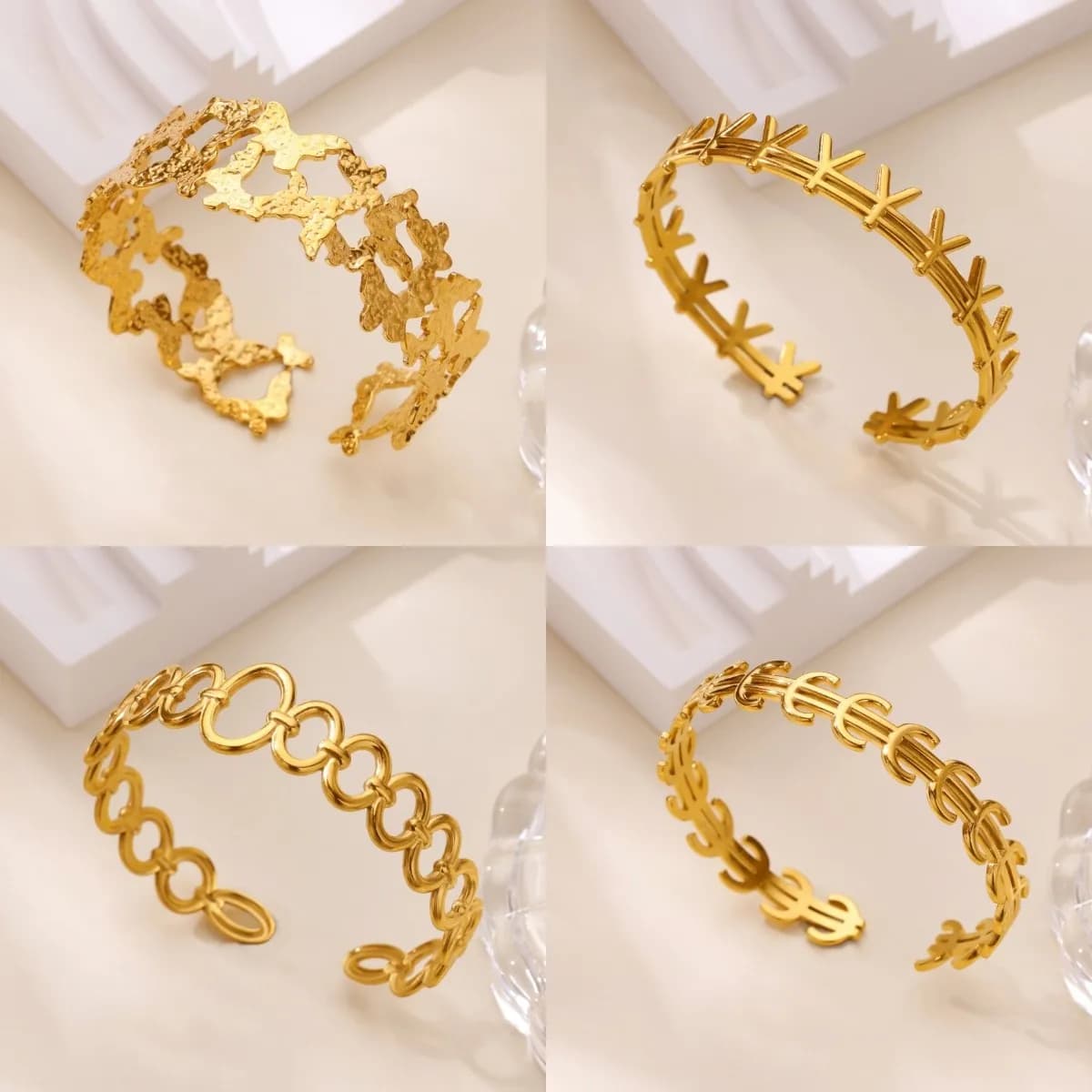 Bracciale con lettera personalizzata per donna Bracciale circolare punk semplice in acciaio inossidabile placcato oro Accessorio per gioielli da polso non sbiadito