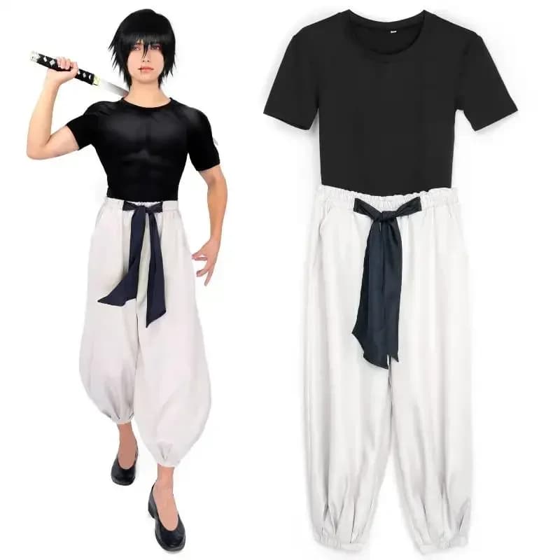 2026 Toji Fushiguro Cosplay Costume Stretchy Top Pants Outfit Adult Unisex Short Sleeve Top Pants Suit Halloween