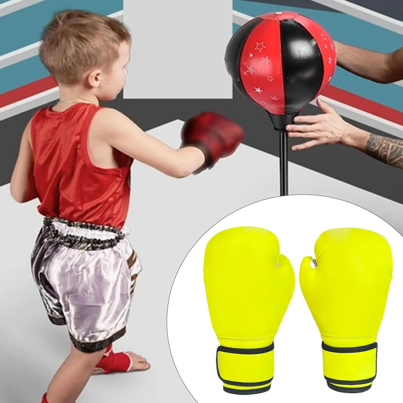 Boxing Gloves for Kids PU Leather Child Sparring Gloves Breathable Wrist Protection for Karate Martial Arts Gym