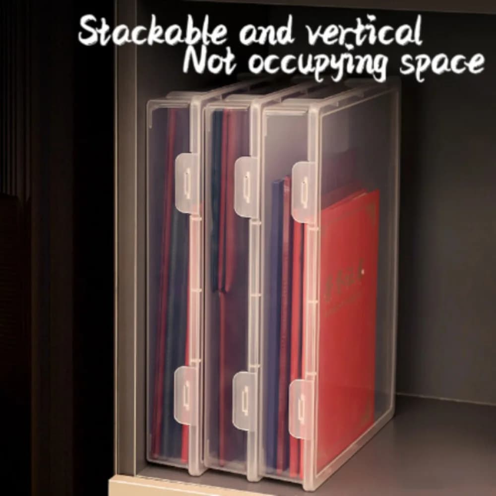 Simplicity Plastic Document Organizer Square Shape Clear A4 Organizing Box Storage Box