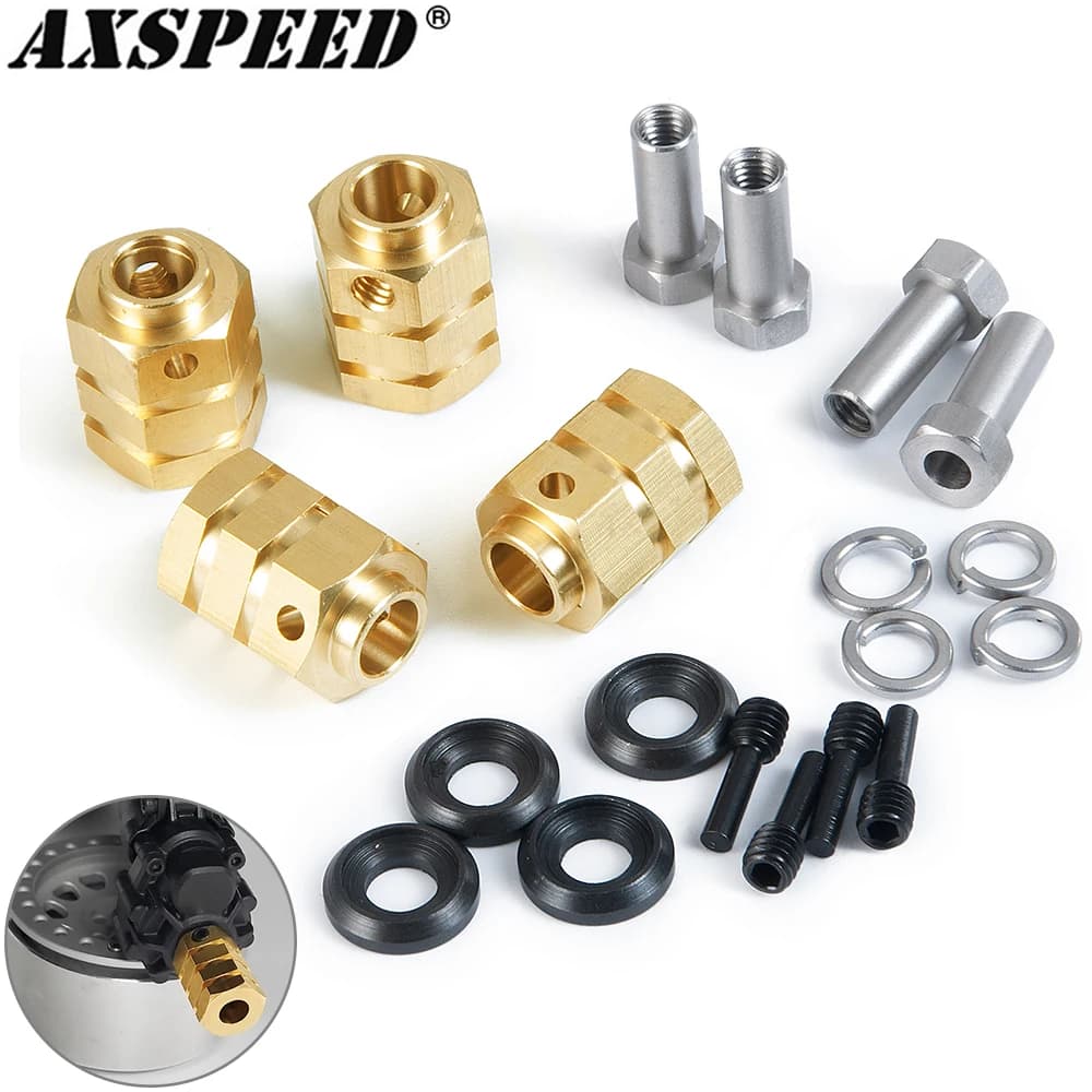 AXSPEED 4PCS 12mm Ruota Adattatore Esagonale Ottone Resistente 5/8/9/10/11/12/15/20mm per 1/10 TRX4 TRX6 RC Crawler Parti di Automobili
