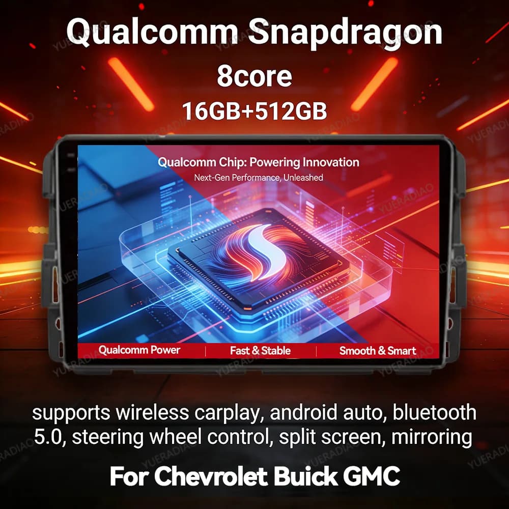 Autoradio Android 17 per Chevrolet Silverado Impala GMC Yukon Acadia Sierra, Lettore Multimediale Auto con Carplay, GPS NAVI, 4G WIFI, QLED