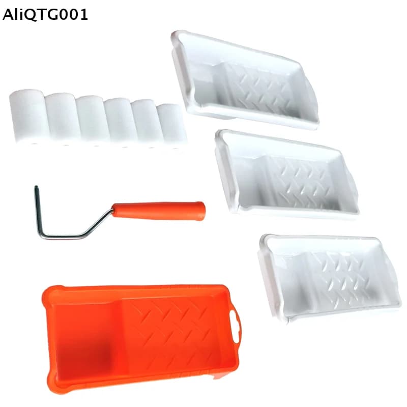 2 inch painting roller kit with high density foam roller and painting tray coating, mural painting tool set