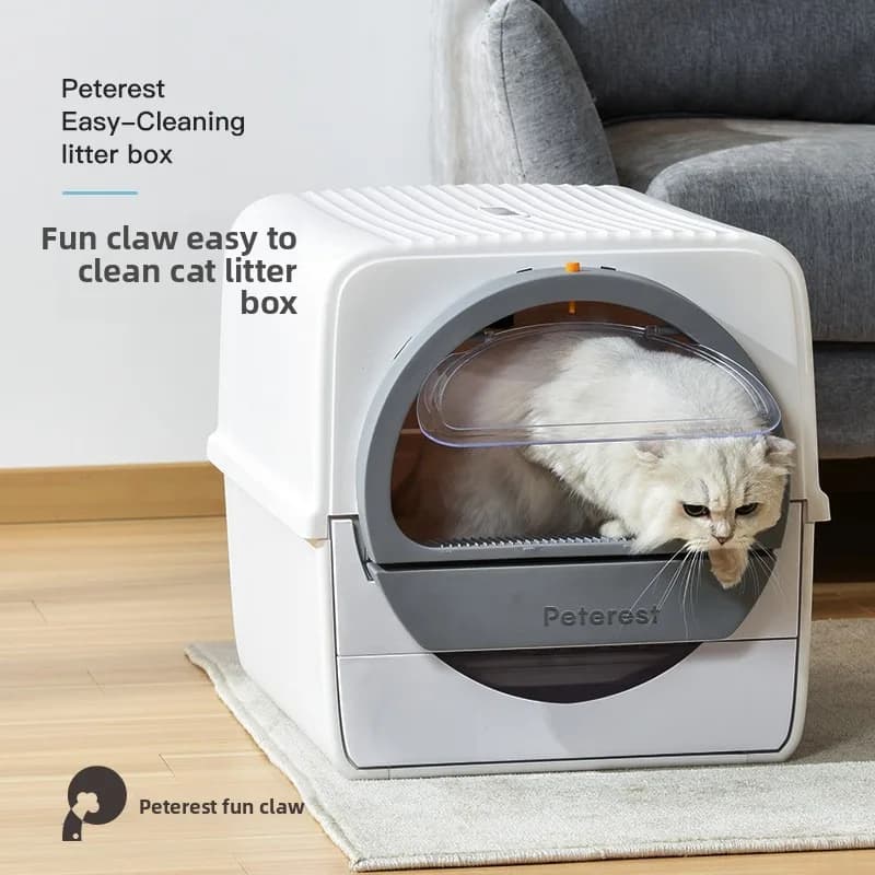 Lettiera autopulente Easy Clean per gatti, toilette chiusa semiautomatica con kit di pulizia istantanea, accessori per animali domestici