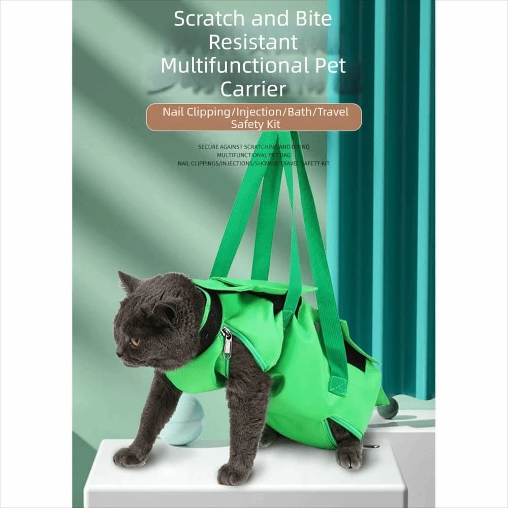 Anti-scratch Bite Fixed Portable Cat Bag Cat Nail Clipping Double Shoulder Pet Backpack Foldable Multifunctional Dog Carrier