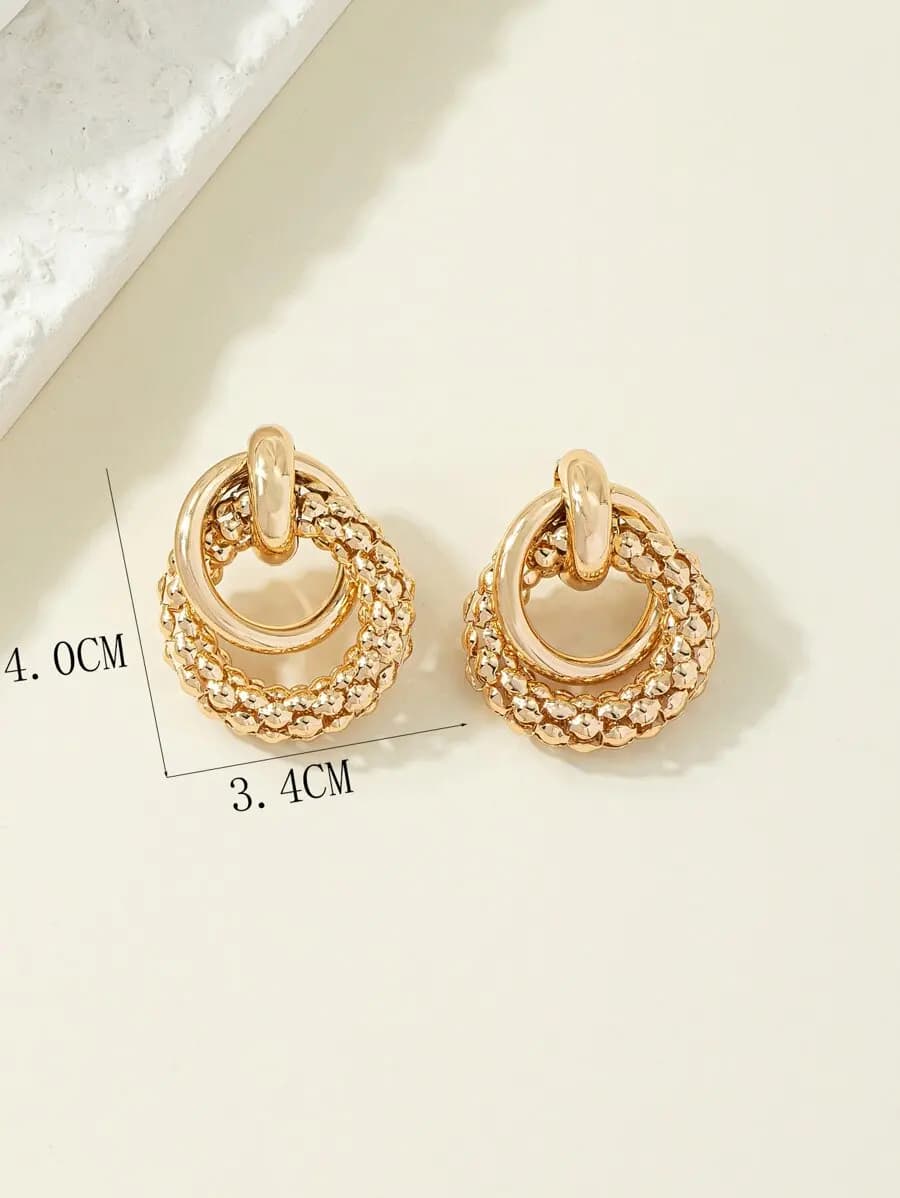 Round Layered Hoop Earrings For Women Gold Tone Fashion Jewelry