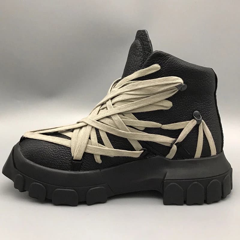 mens luxury fashion punk gothic original leather boots black designer shoes cowboy platform boot trendy handsome ankle botas man