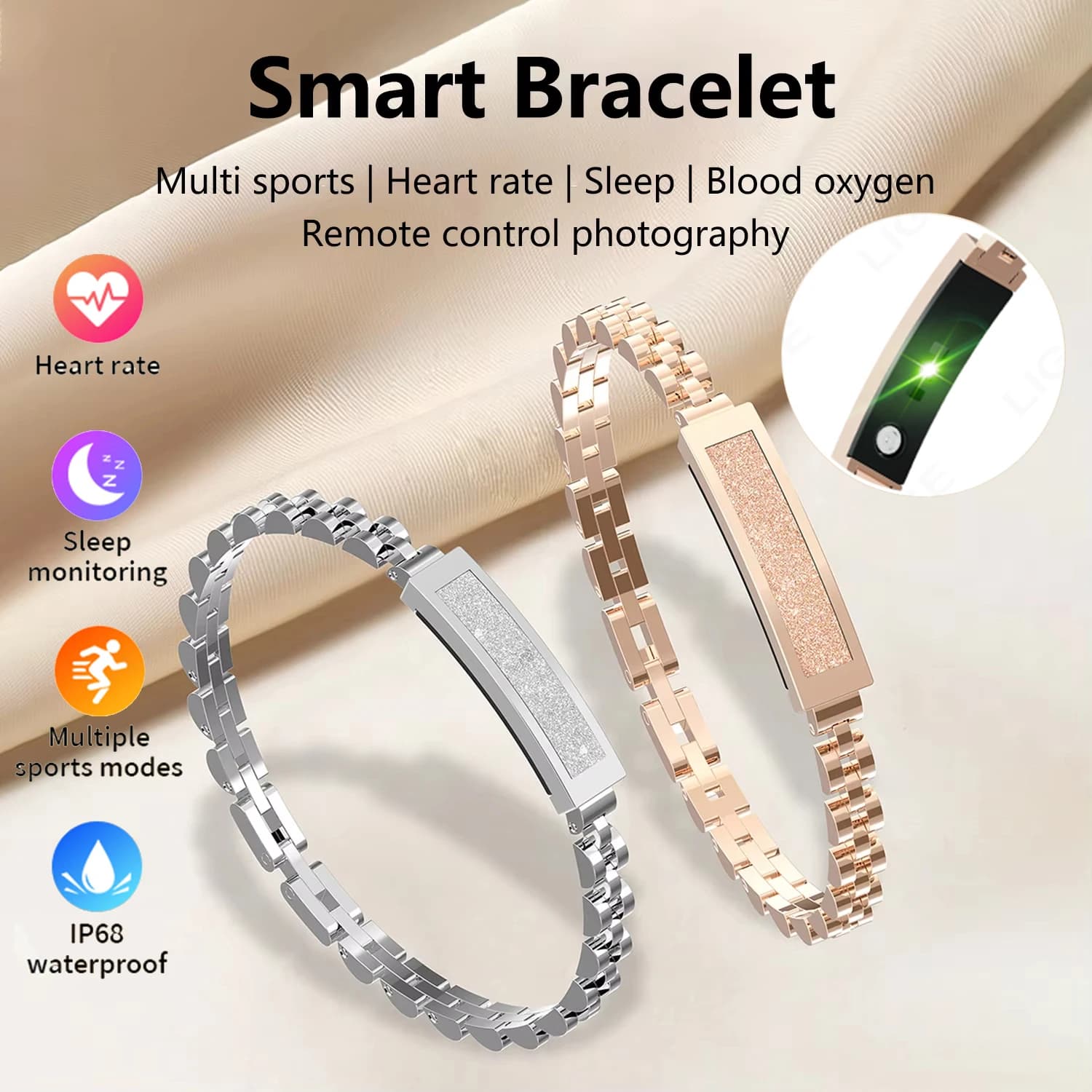 Braccialetto Smart alla Moda per Coppie, Impermeabile, Fitness Tracker, Monitoraggio Frequenza Cardiaca e Sonno, Contapassi, Smartwatch 2026