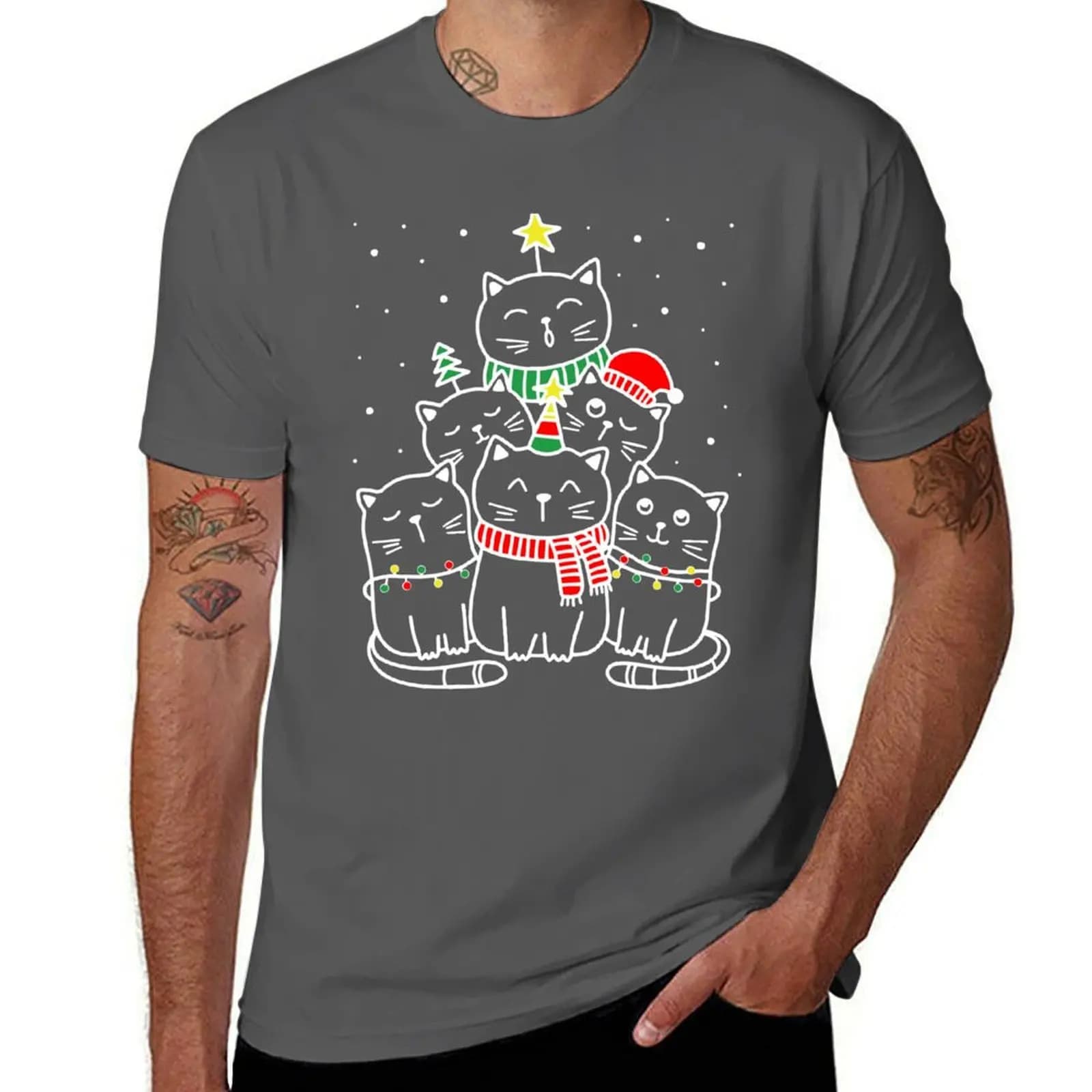 T-shirt con albero di Natale per gatti, maglietta per feste e festival